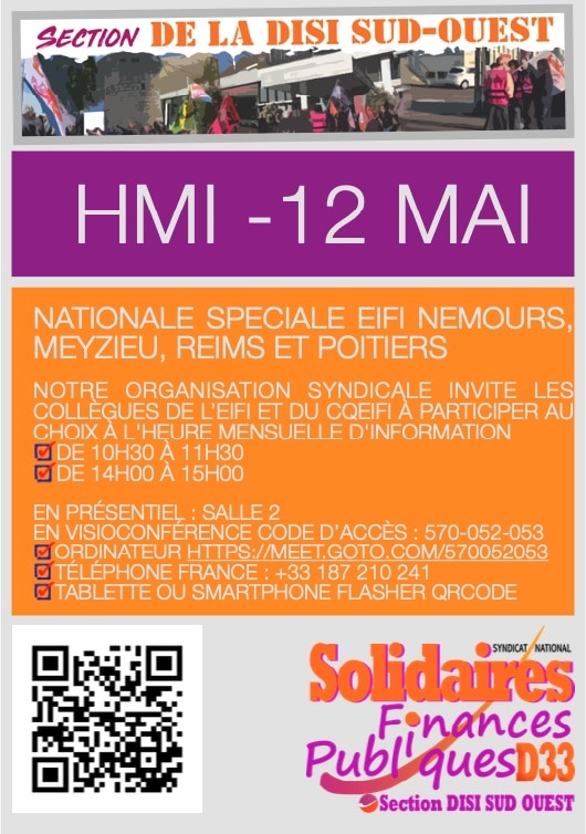 HMI nationale spéciale EIFI 12/05/2022 – 10h30 à 11h30 – ou – 14h00 à 15h00