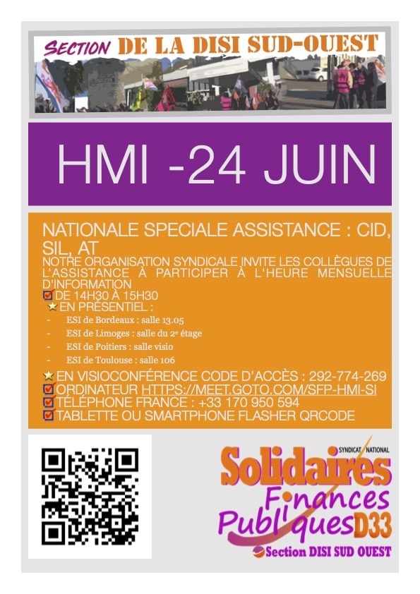 HMI Nationales  – Spéciale assistance le 24/06/2022 de 14h30 à 15h30 – Spéciale exploitation, production, INTEX 01/07/2022 14h30 à 15h30